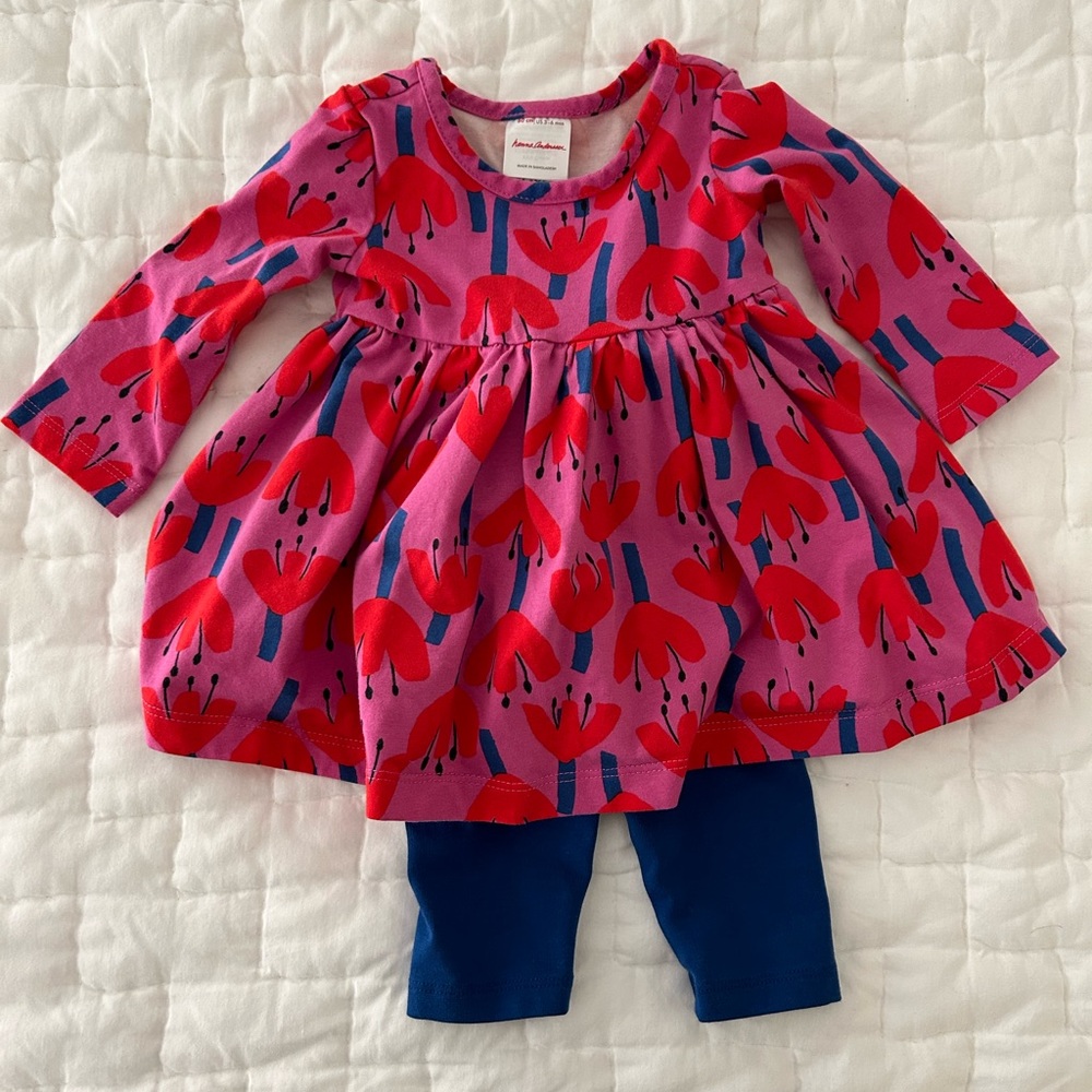 NWOT Hanna Andersson organic baby girl dress and leggings